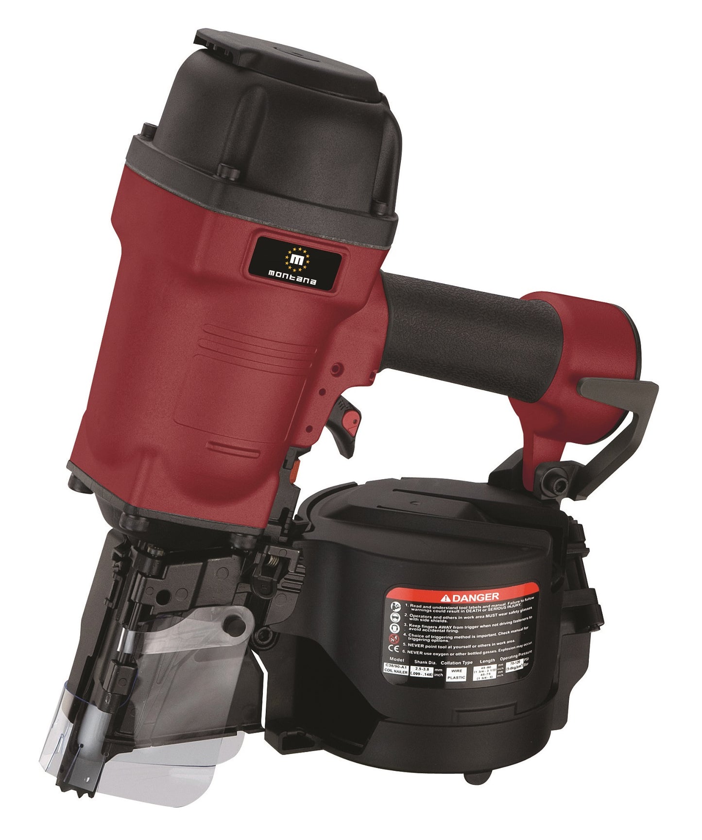 Montana CNW38-90 Sequential Fire Construction Air Coil Nailer - 45-90mm