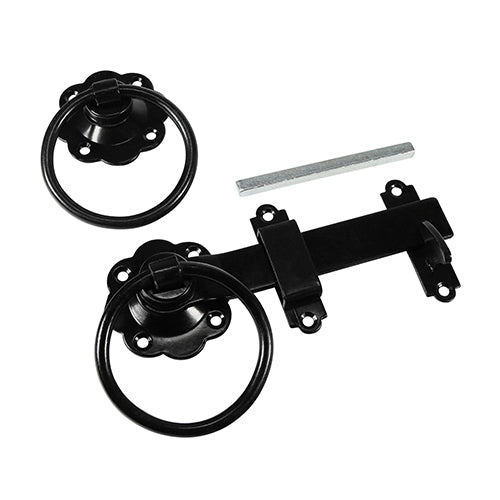 Plain 6" Ring Latch - Black