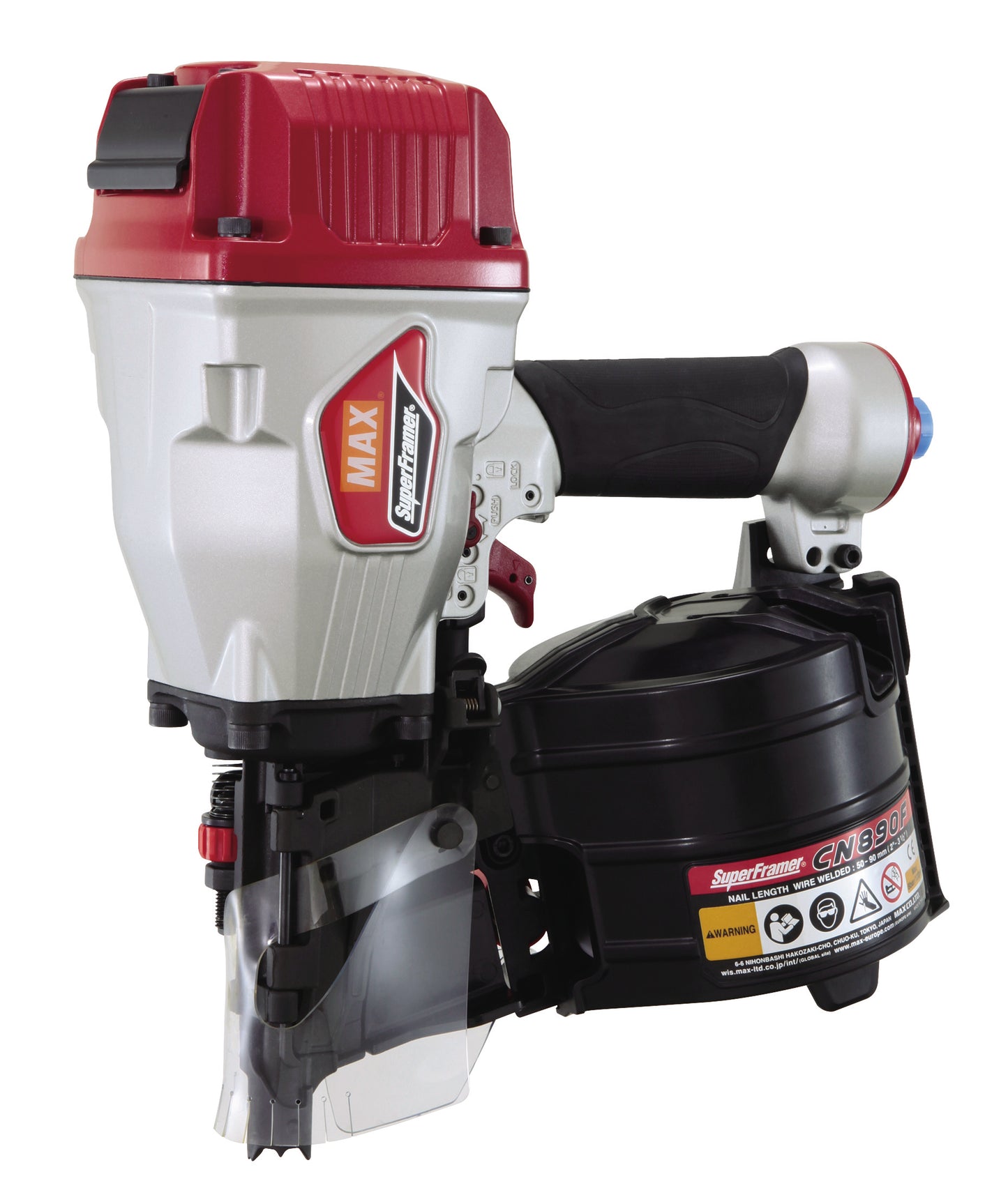 MAX CN890F Heavy Duty Pallet & Packaging Flat Air Coil Nailer - 50-90mm